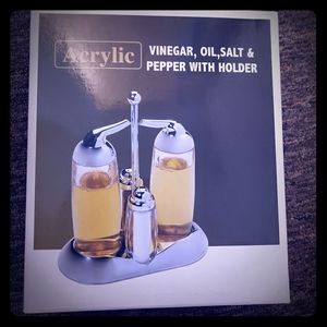 New vinegar, oil,salt, pepper with stand for sale